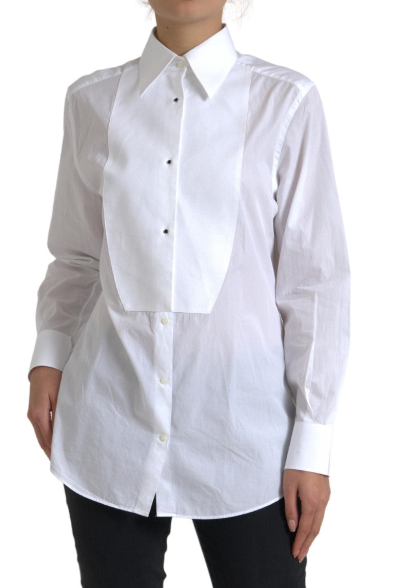 Cotton Collared Long Sleeves Shirt White - ventzia