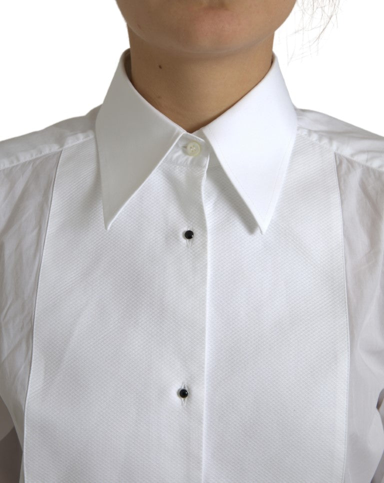 Cotton Collared Long Sleeves Shirt White - ventzia