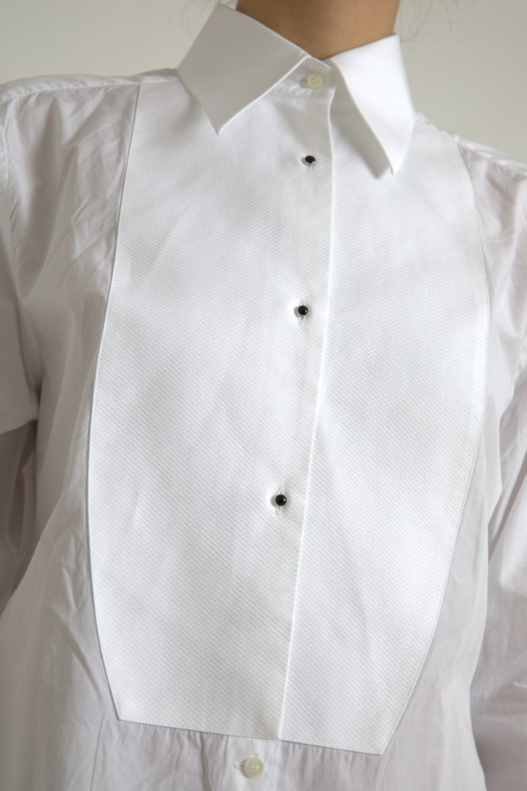 Cotton Collared Long Sleeves Shirt White - ventzia