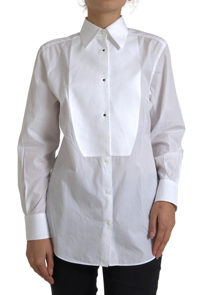 Cotton Collared Long Sleeves Shirt White - ventzia