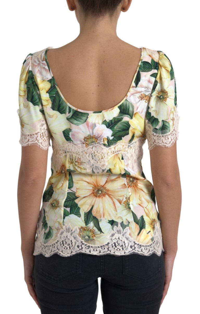 Multicolor Floral Lace V Neck Blouse - ventzia
