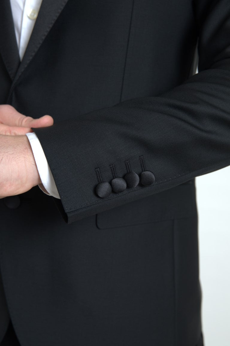 Black Wool Single Breasted MARTINI Blazer - ventzia