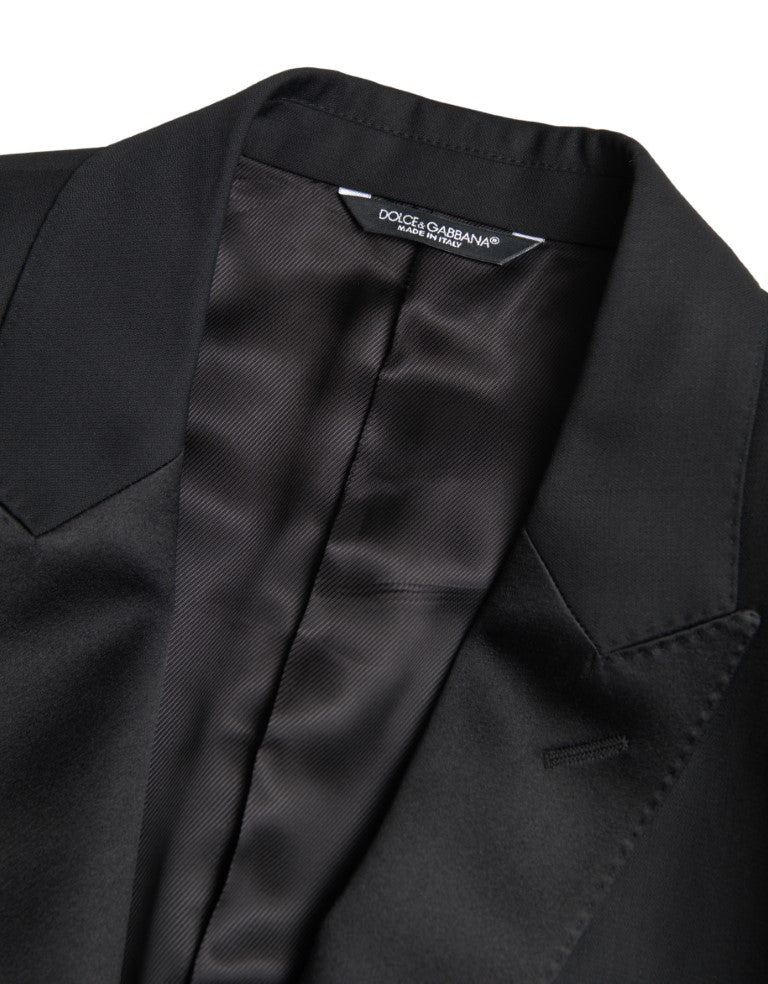 Black Wool Single Breasted MARTINI Blazer - ventzia