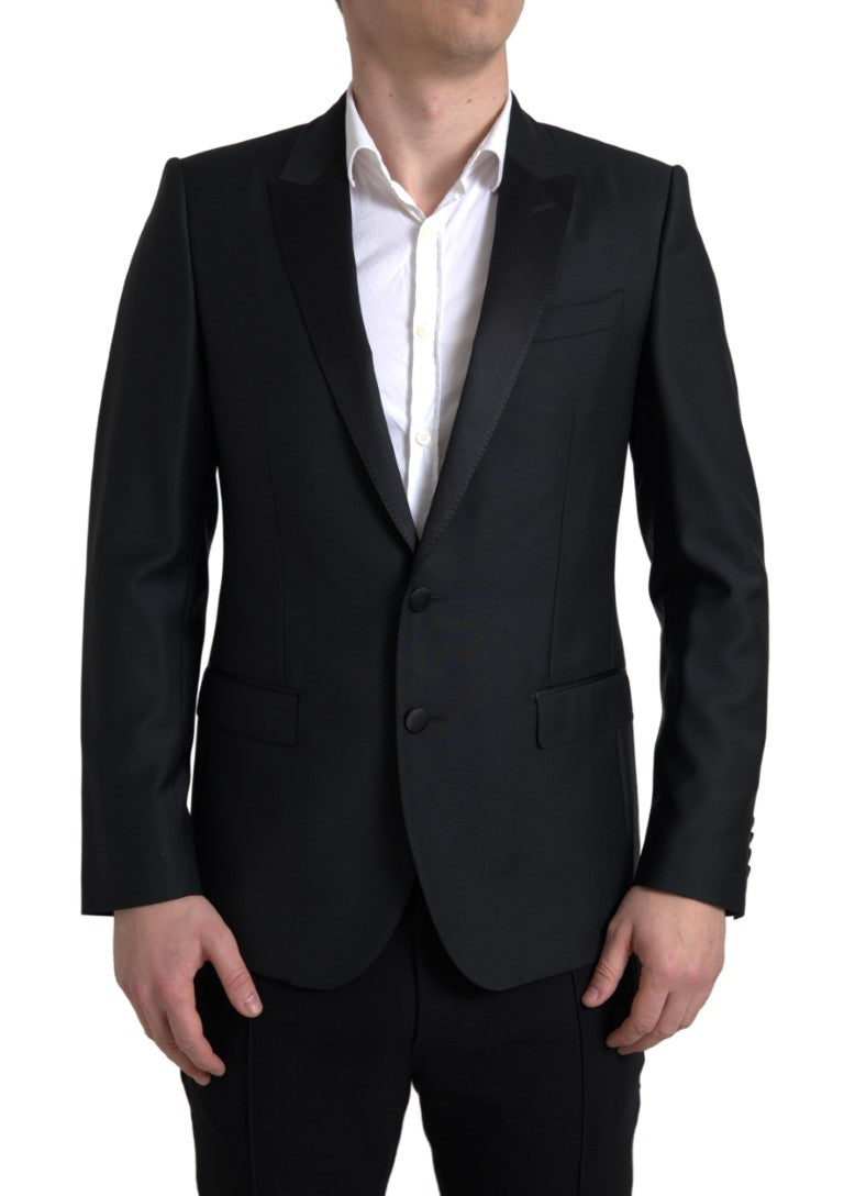 Black Wool Single Breasted MARTINI Blazer - ventzia