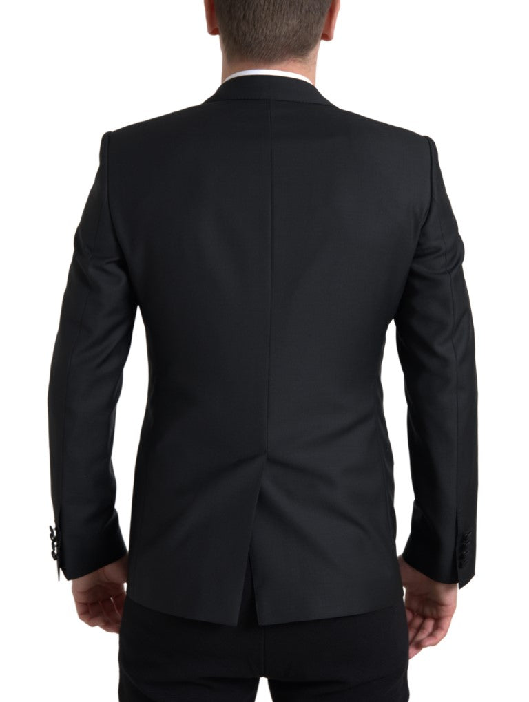 Black Wool Single Breasted MARTINI Blazer - ventzia