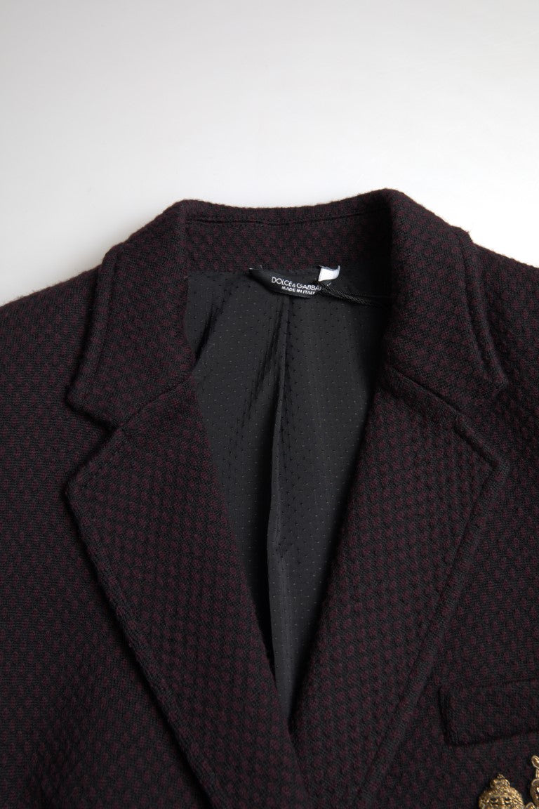 Purple Logo Embroidery Double Breasted Blazer - ventzia