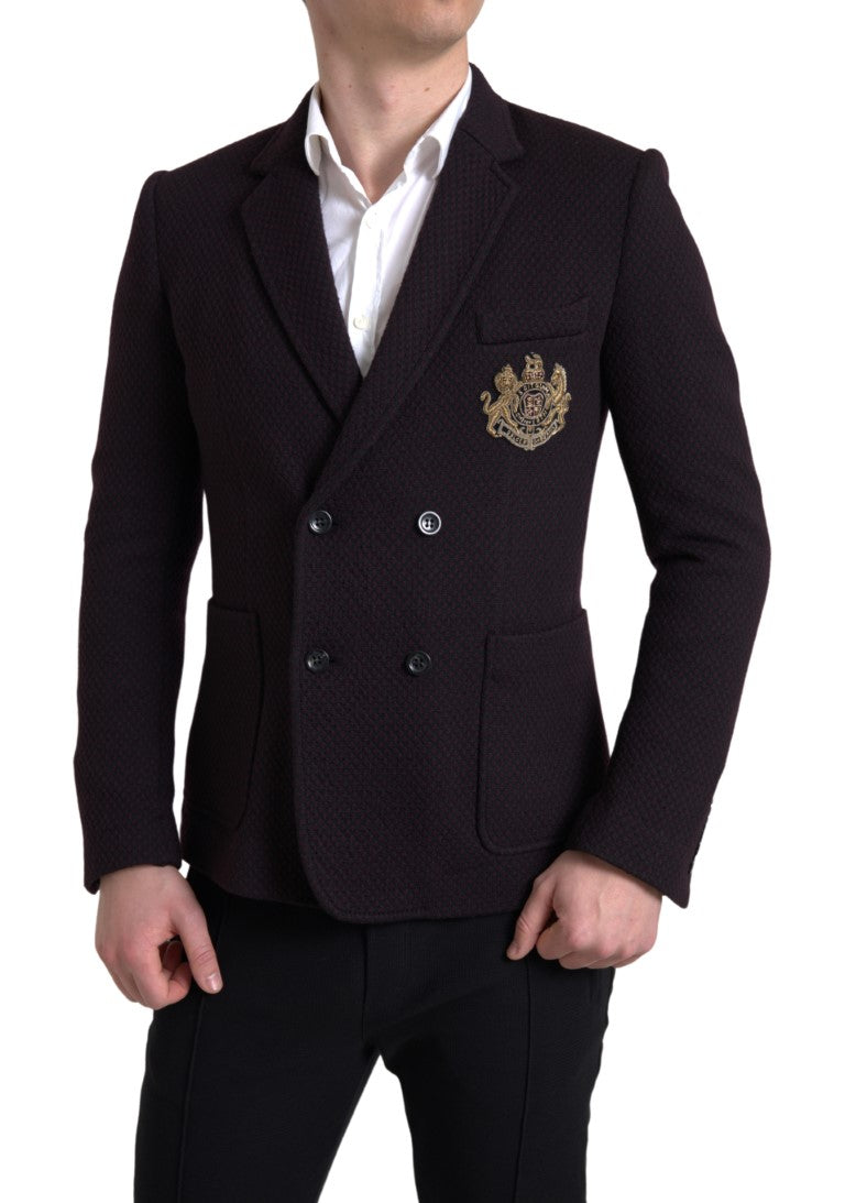 Purple Logo Embroidery Double Breasted Blazer - ventzia