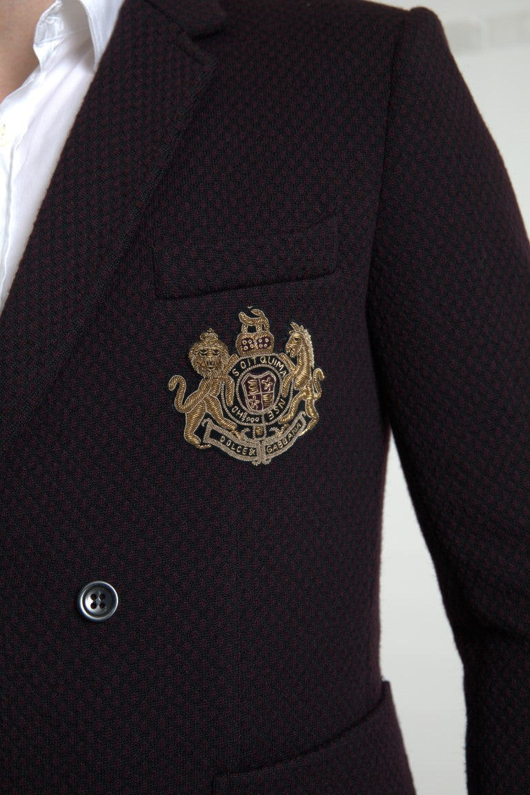 Purple Logo Embroidery Double Breasted Blazer - ventzia
