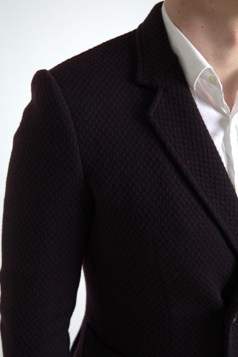 Purple Logo Embroidery Double Breasted Blazer - ventzia