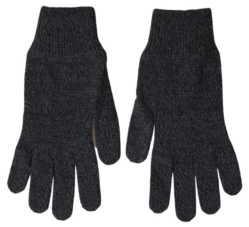 Gray Virgin Wool Knit Hands Mitten Men Gloves - ventzia
