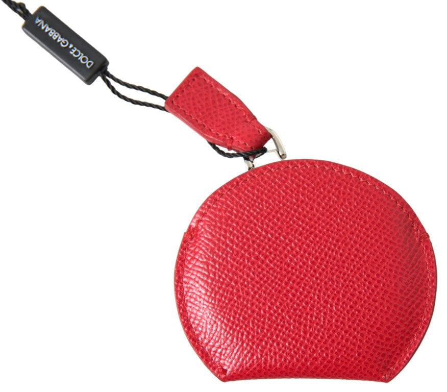 Red Calfskin Leather Hand Mirror Holder - ventzia