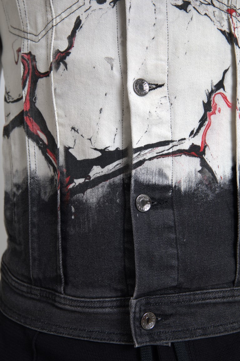Multicolor Cotton Collared Denim Jacket - ventzia
