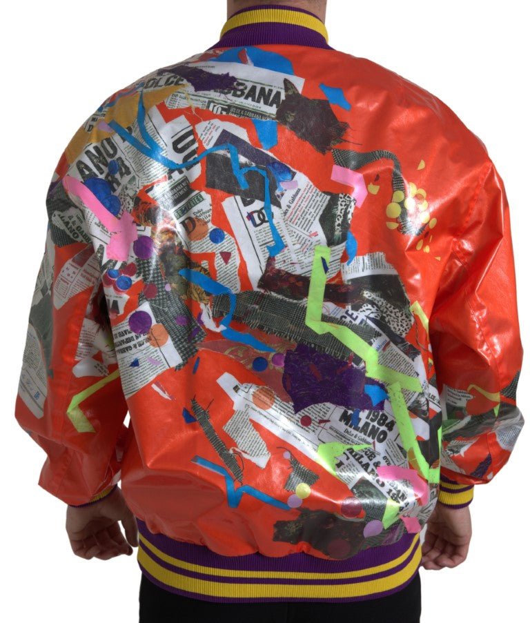 Orange Polyester Button Blouson Jacket - ventzia