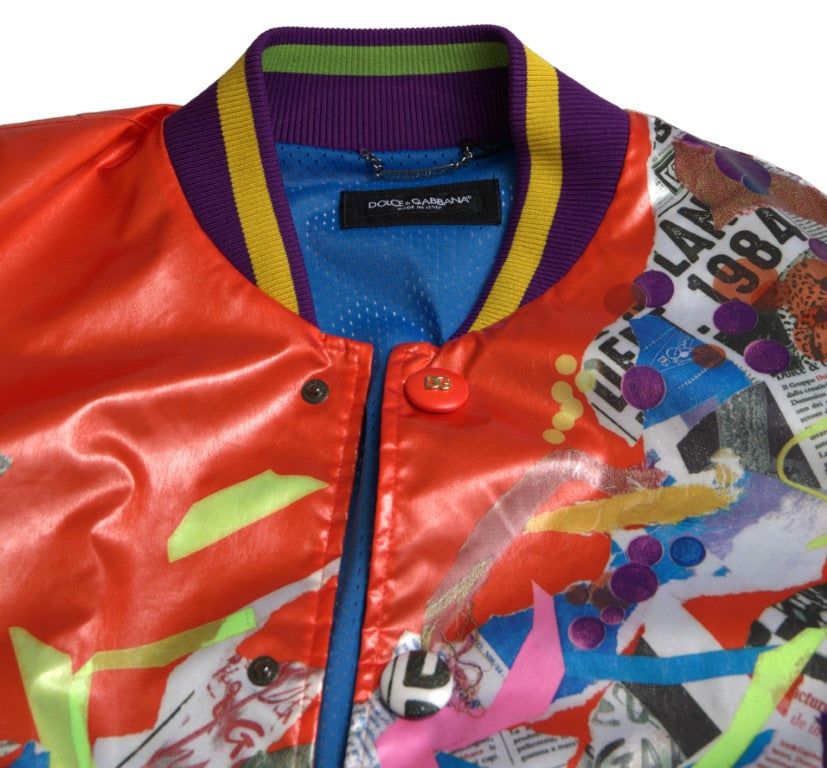 Orange Polyester Button Blouson Jacket - ventzia