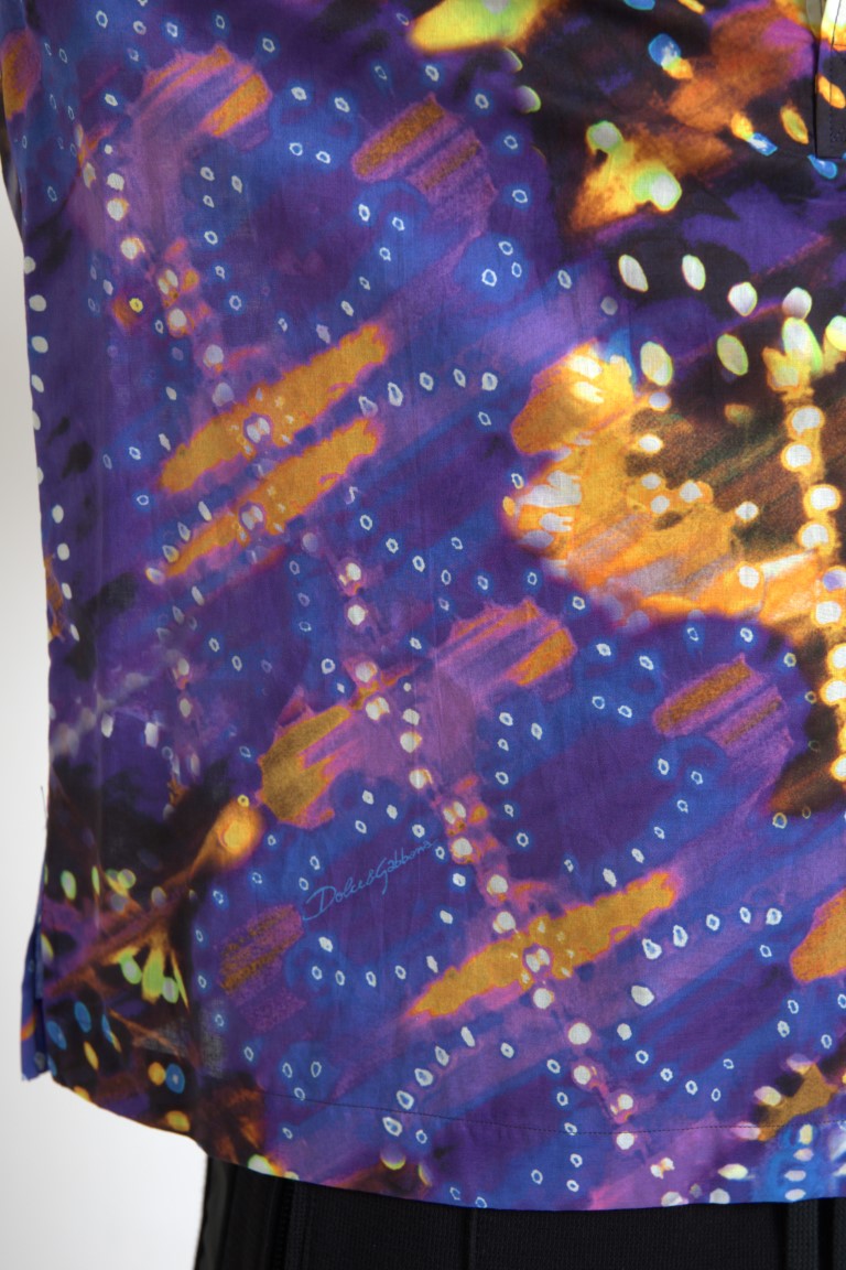 Luminaire Print Cotton Polo Top Men Shirt - ventzia