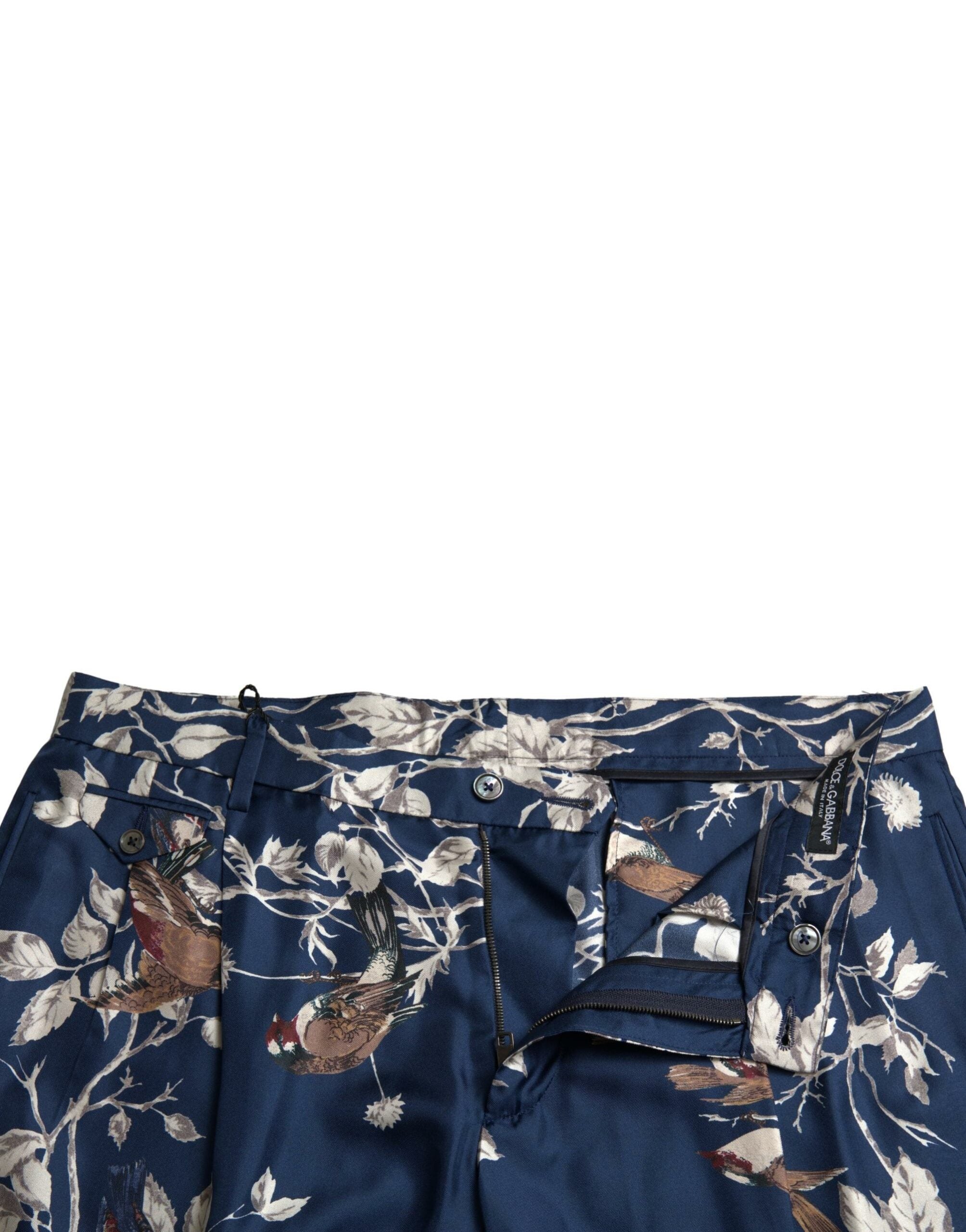 Blue Floral Print Silk Men Bermuda Shorts - ventzia
