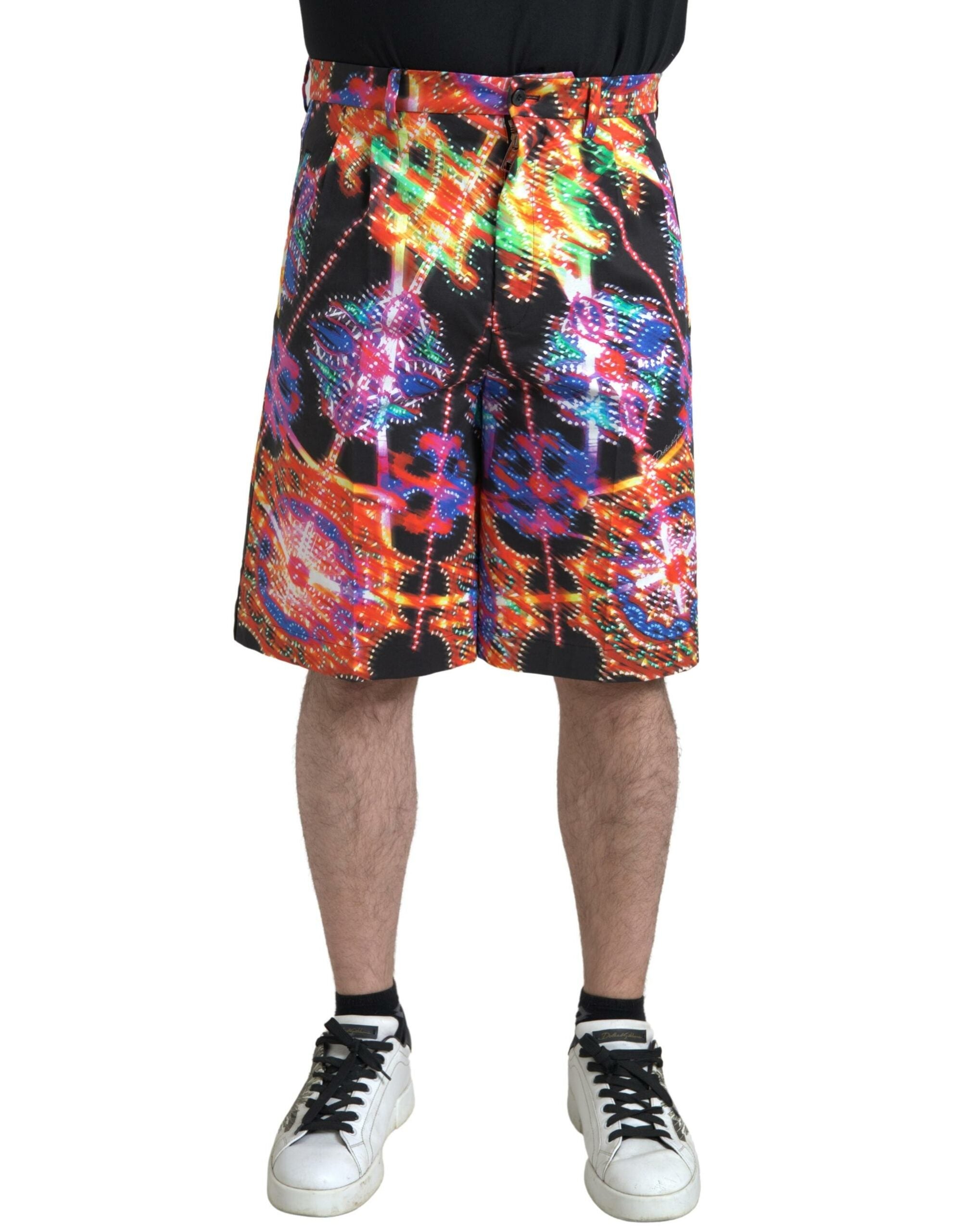 Multicolor Printed Cotton Men Bermuda Shorts - ventzia