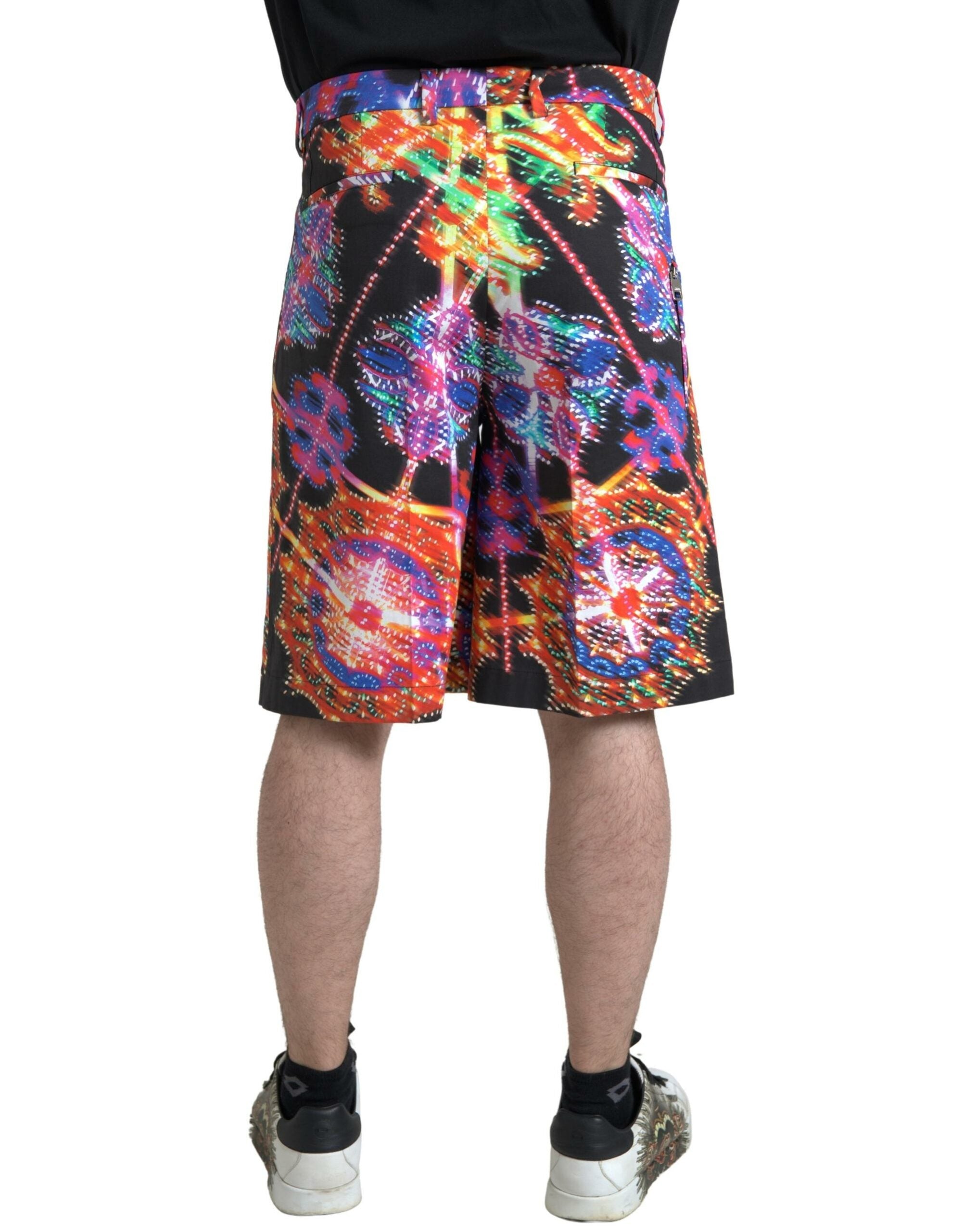 Multicolor Printed Cotton Men Bermuda Shorts - ventzia