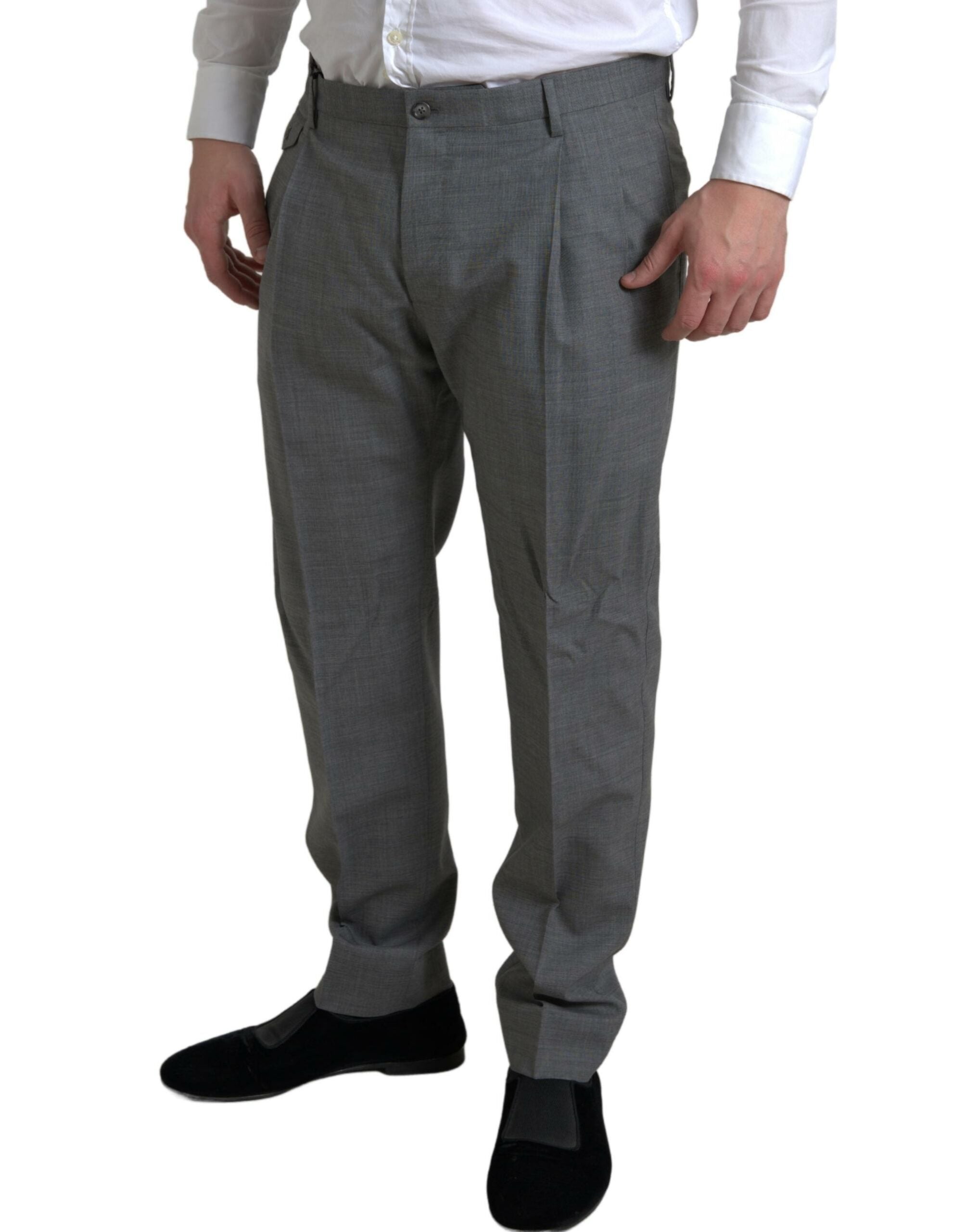 Gray Wool Chino Skinny Men Dress Trouser Pants - ventzia