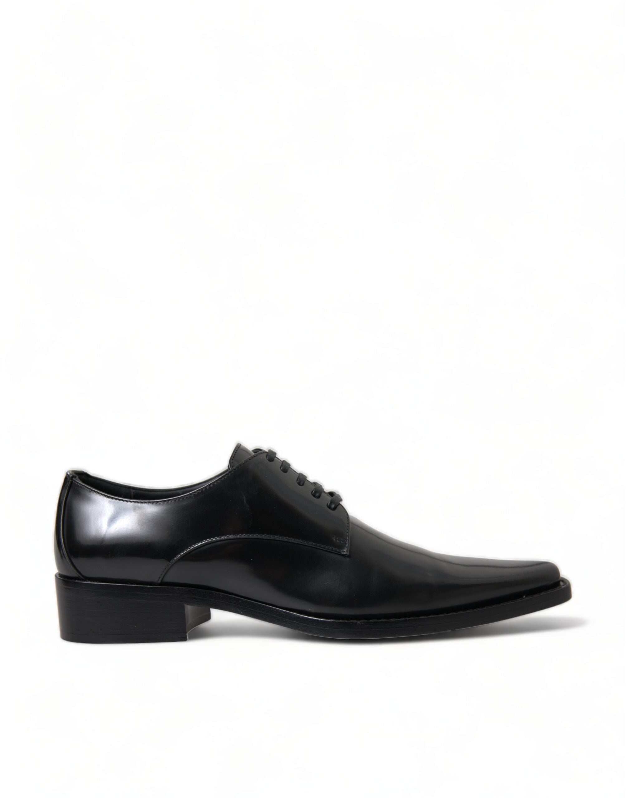 Black Leather Lace Up Formal Flats Shoes - ventzia