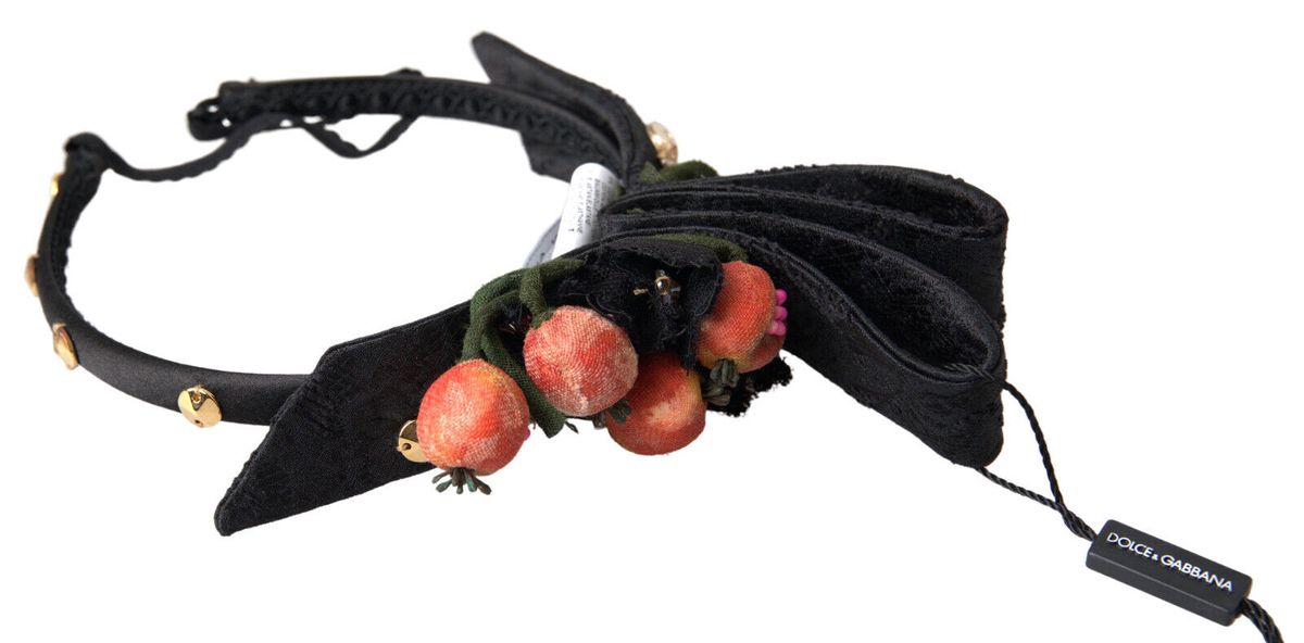 Black with multicolor Fig Fruit Crystal Tiara Diadem Headband - ventzia