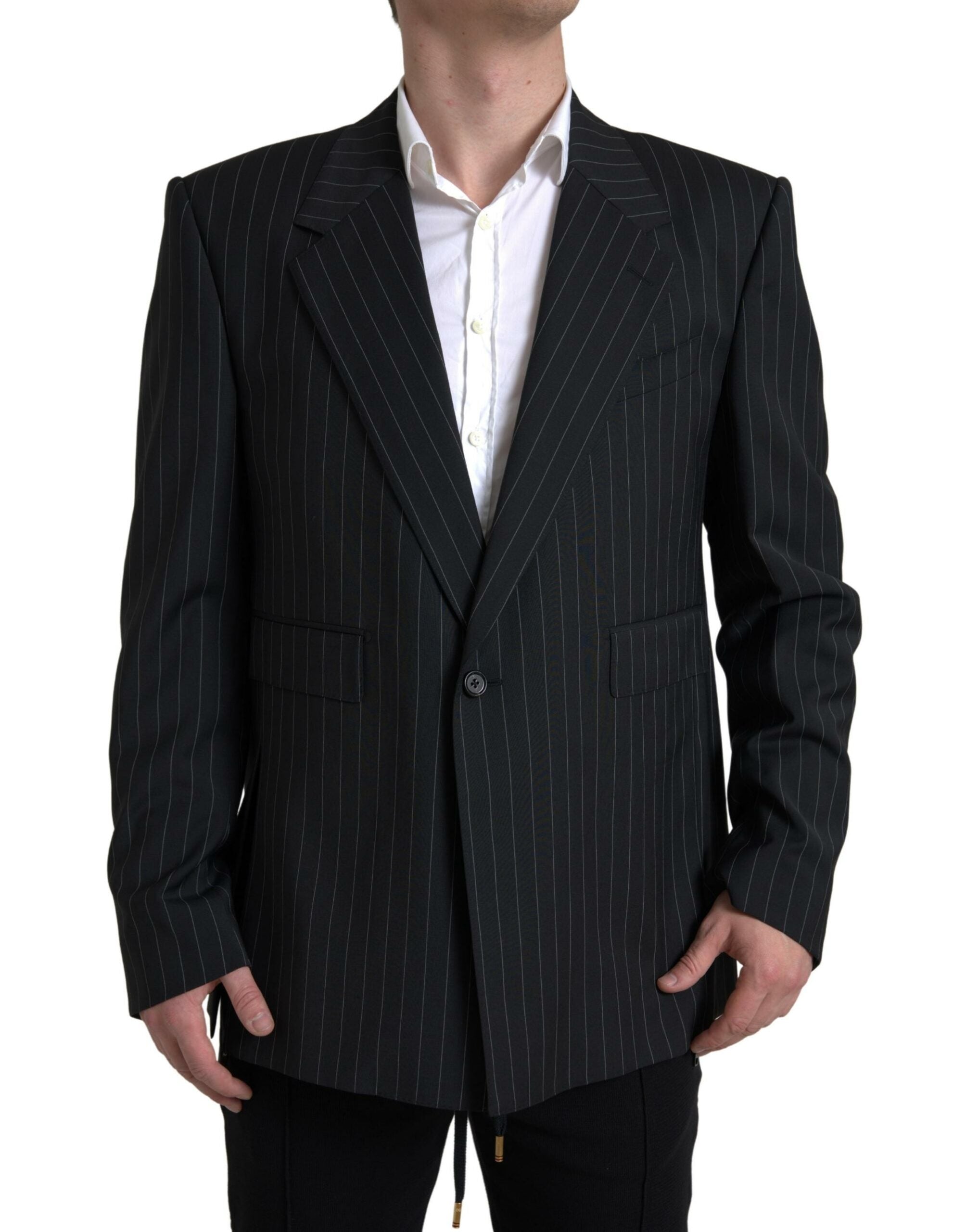 Black Stripe Single Breasted SICILIA Blazer - ventzia
