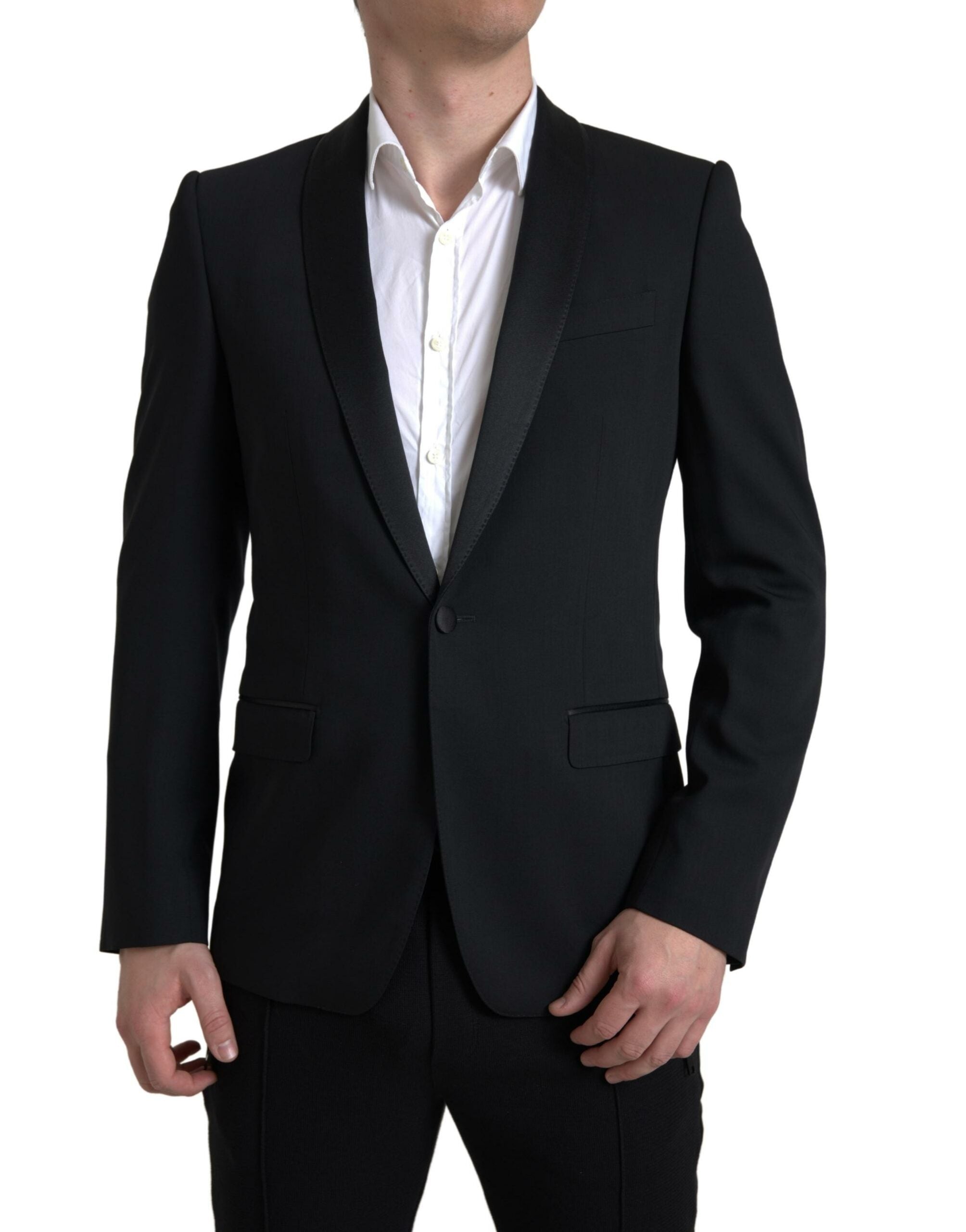 Black Wool Single Breasted MARTINI Blazer - ventzia