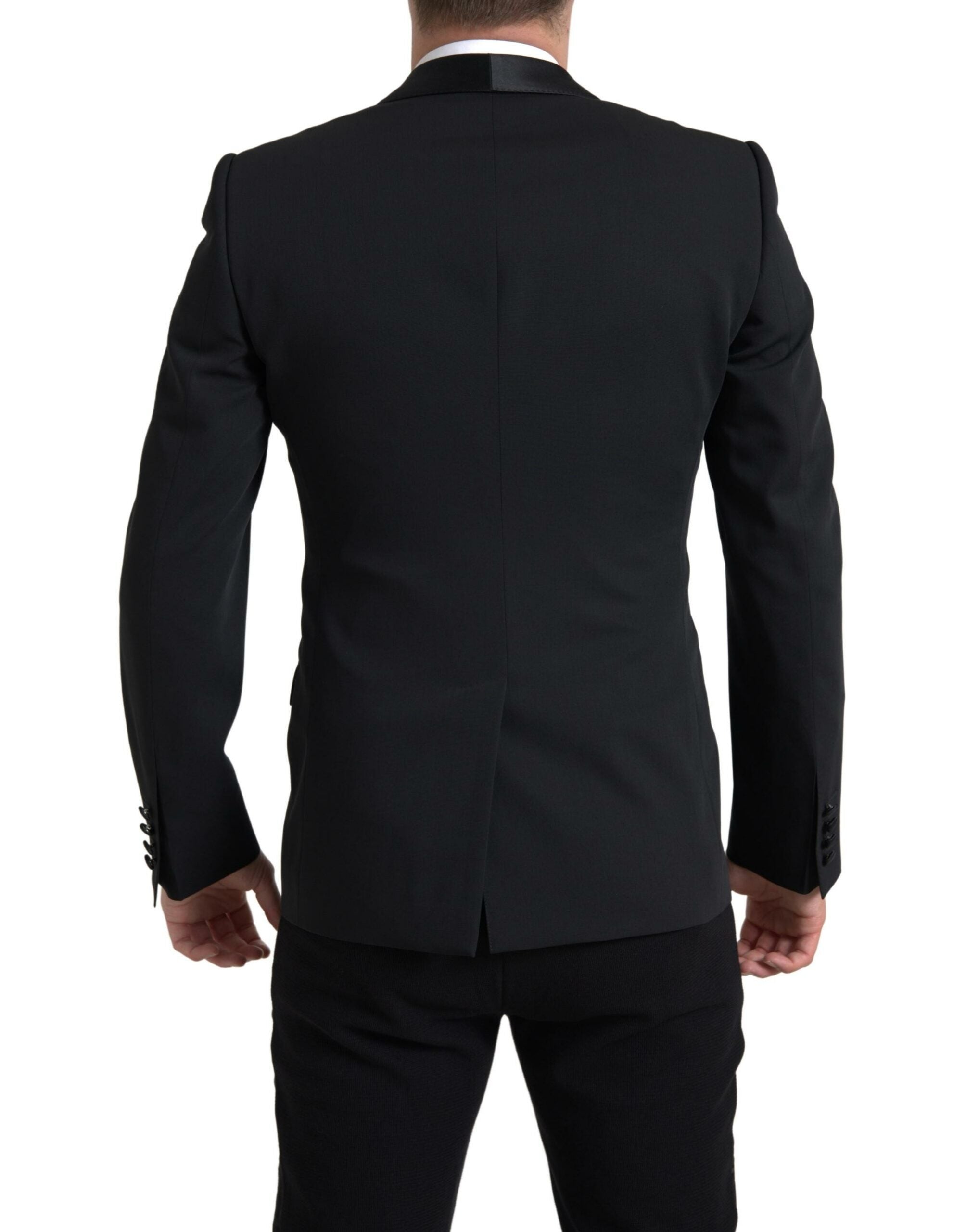 Black Wool Single Breasted MARTINI Blazer - ventzia