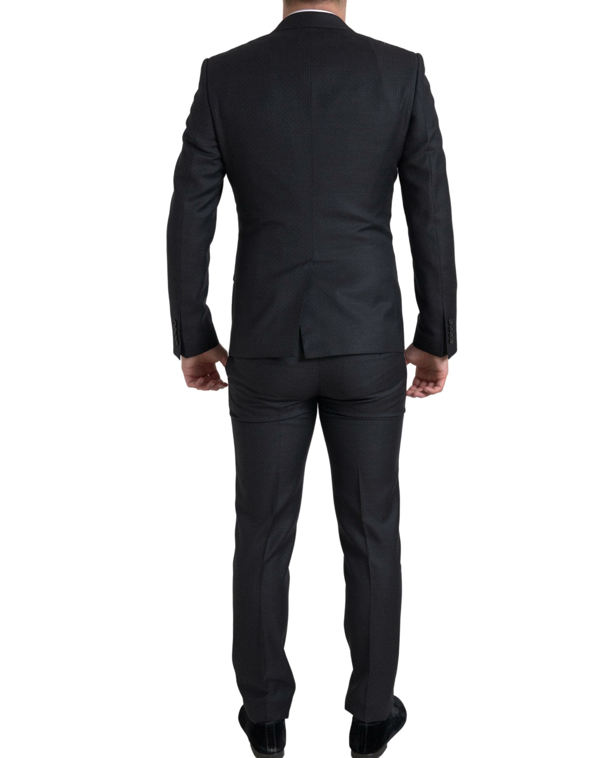 Black 3 Piece Single Breasted MARTINI Suit - ventzia