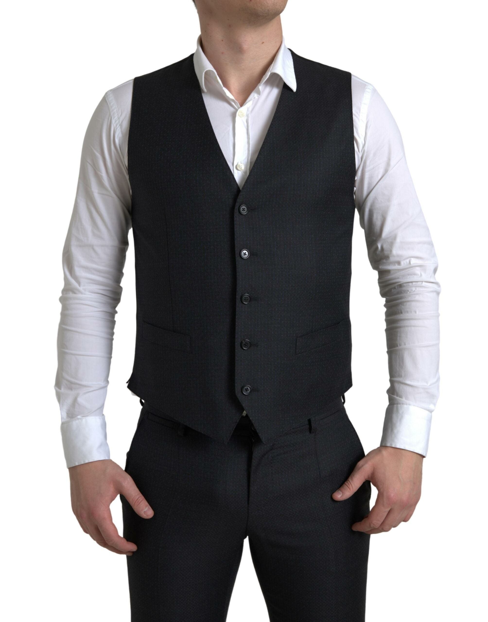 Black 3 Piece Single Breasted MARTINI Suit - ventzia