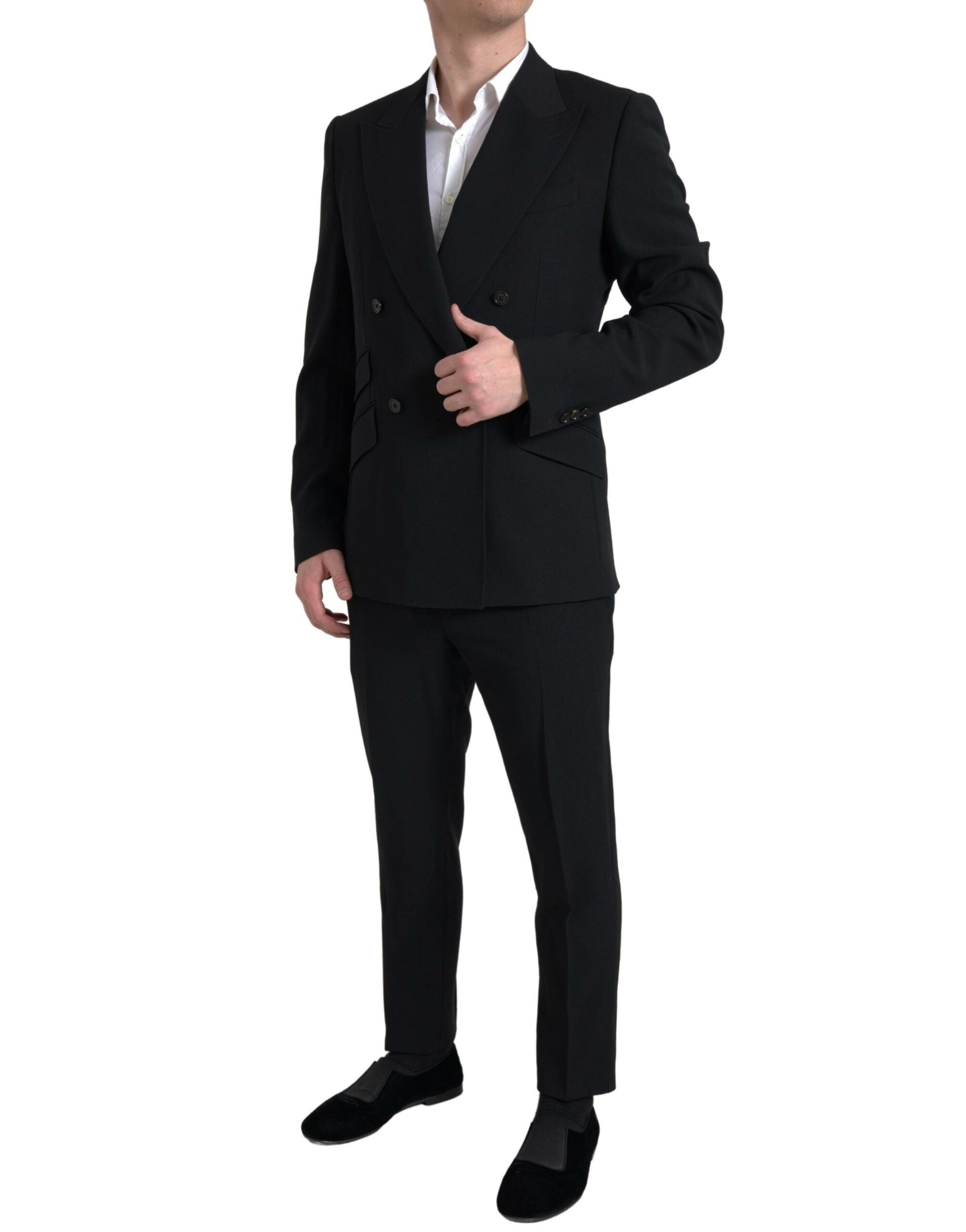 Black 2 Piece Double Breasted SICILIA Suit - ventzia