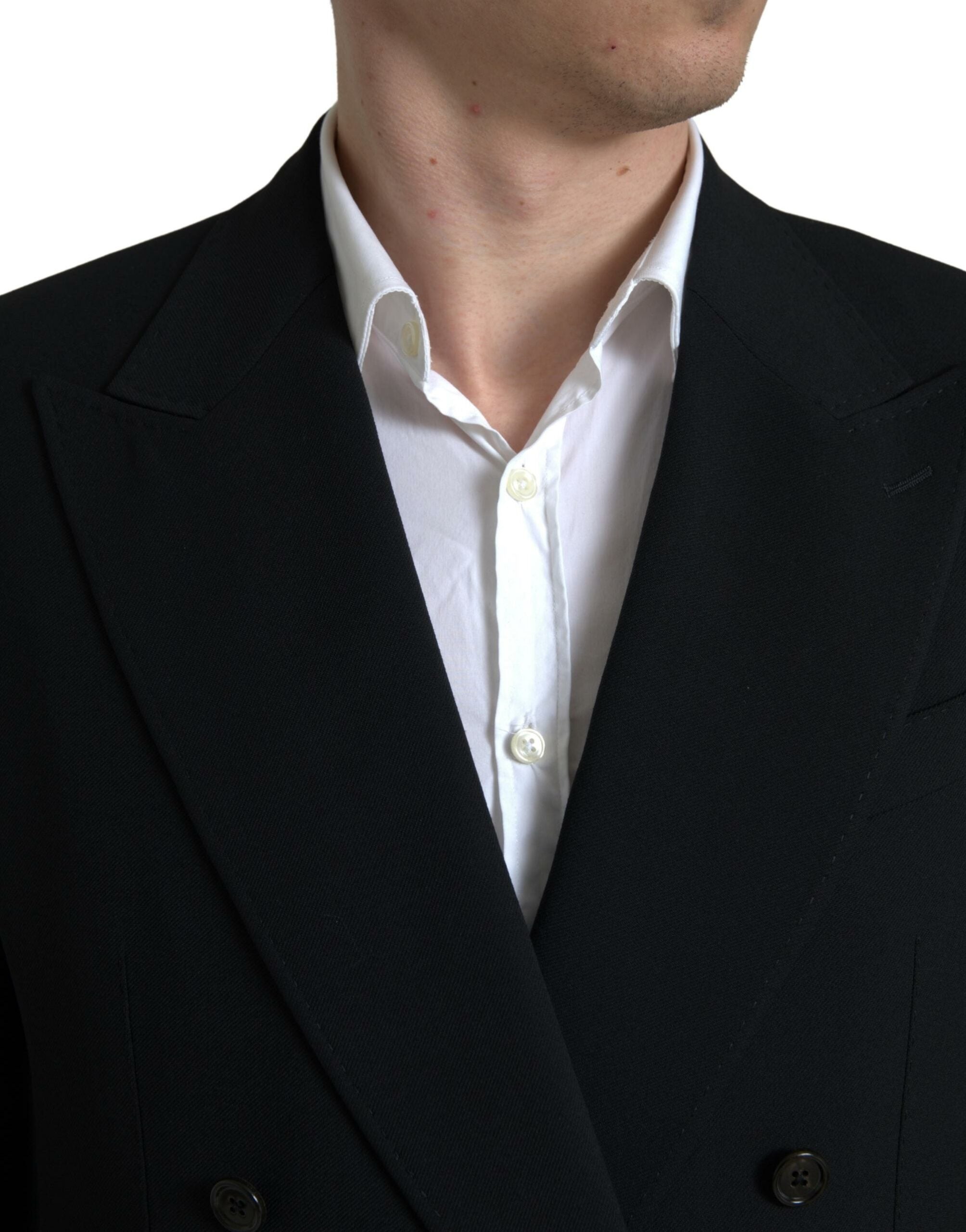 Black 2 Piece Double Breasted SICILIA Suit - ventzia