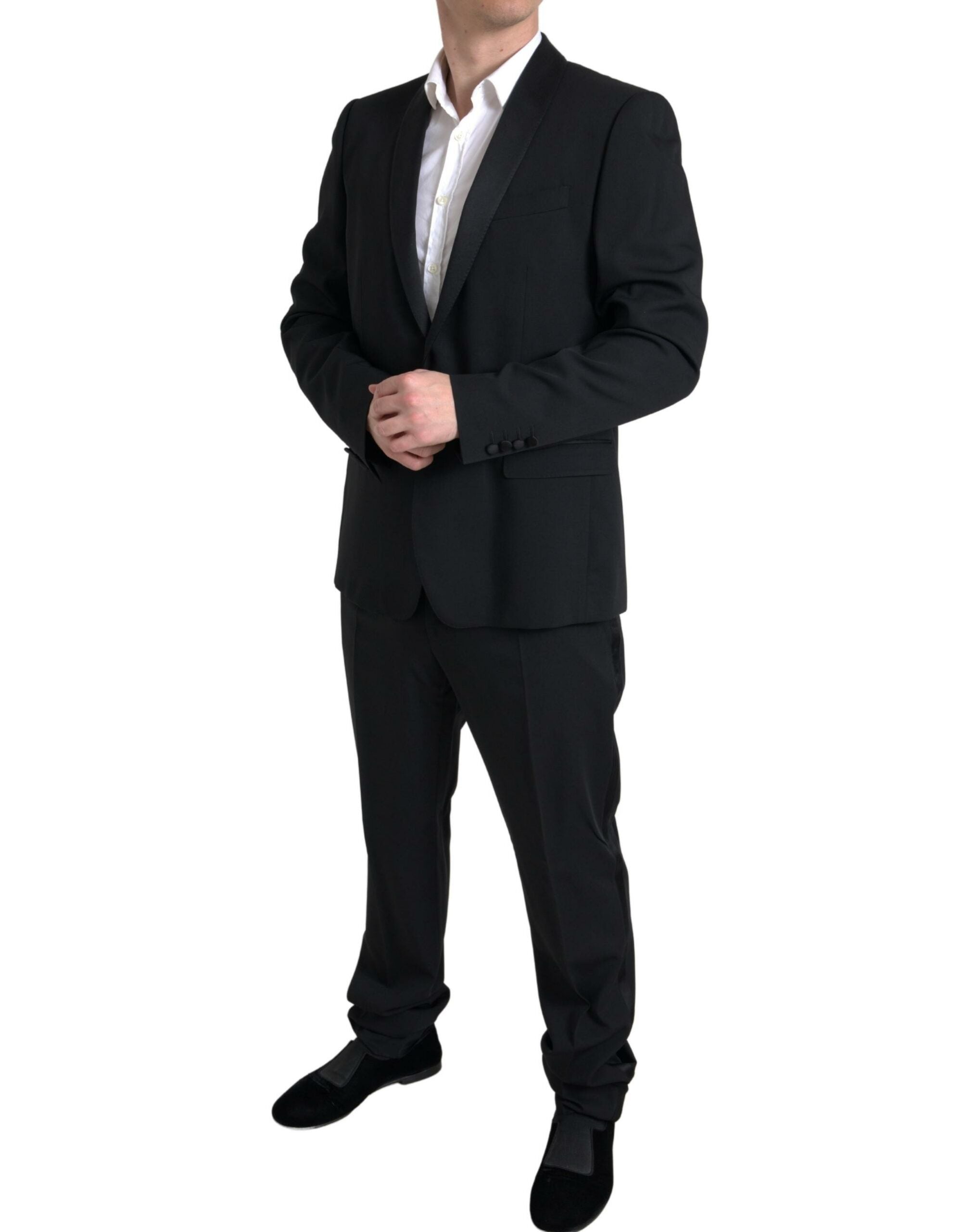 Black 2 Piece Single Breasted MARTINI Suit - ventzia