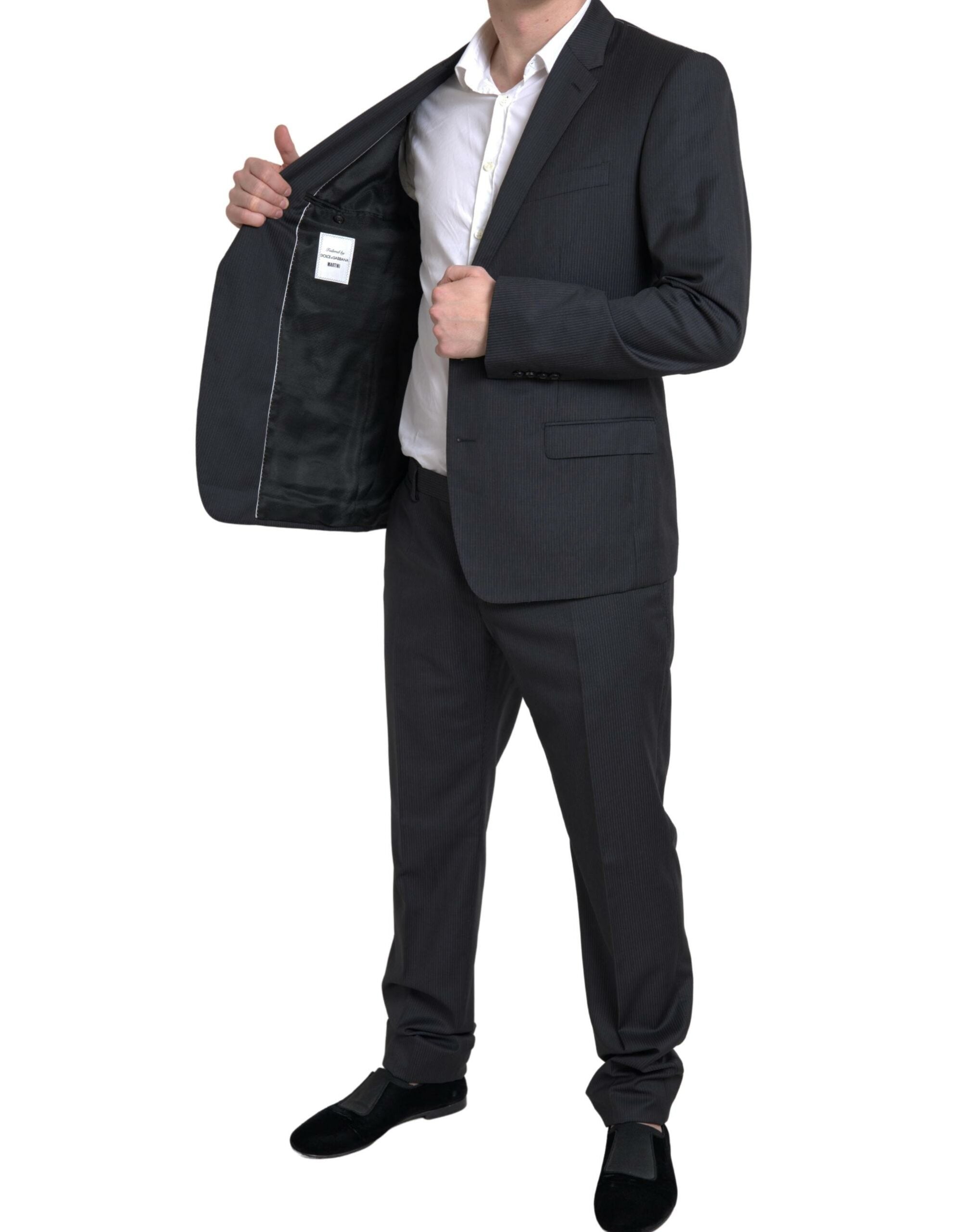 Black 2 Piece Single Breasted MARTINI Suit - ventzia