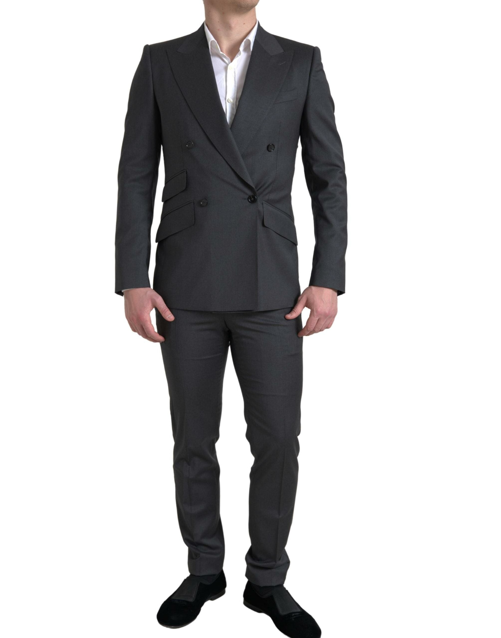 Gray 2 Piece Double Breasted SICILIA Suit - ventzia