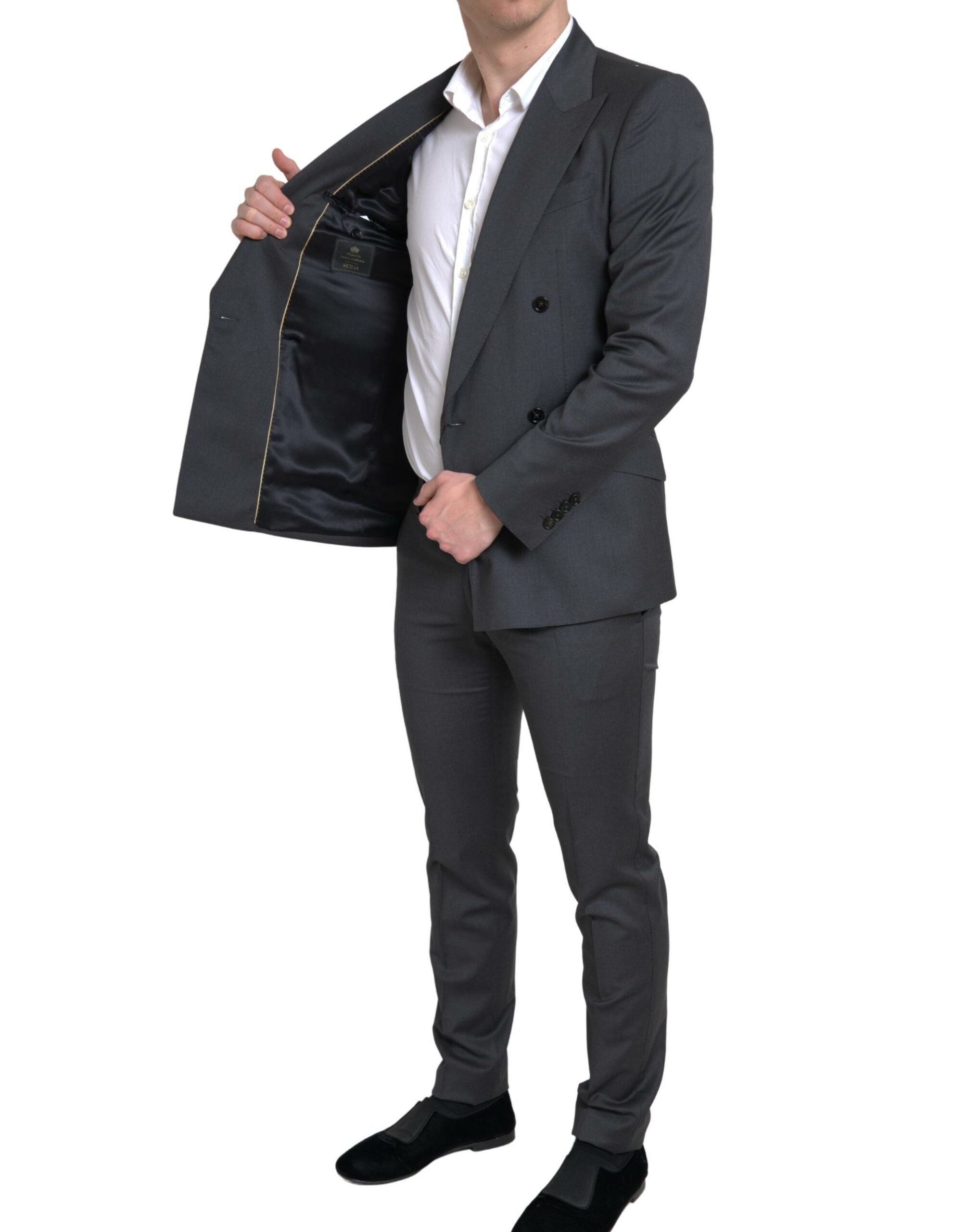 Gray 2 Piece Double Breasted SICILIA Suit - ventzia