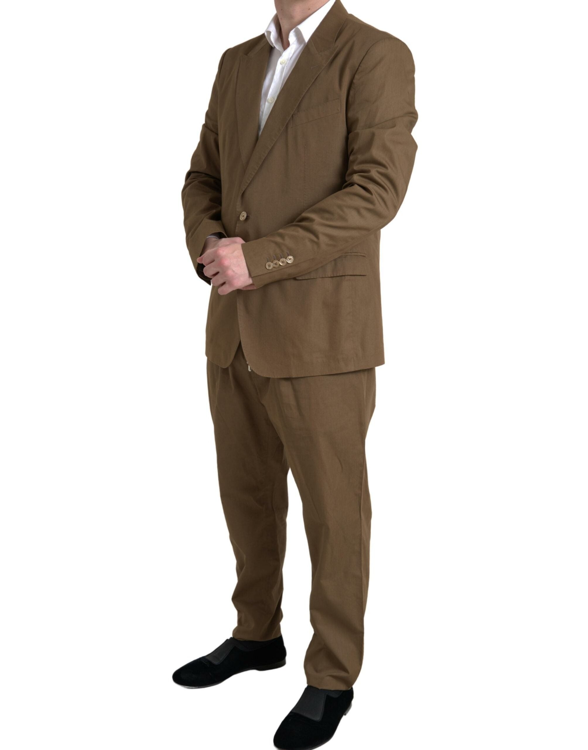 Brown 2 Piece Single Breasted TAORMINA Suit - ventzia