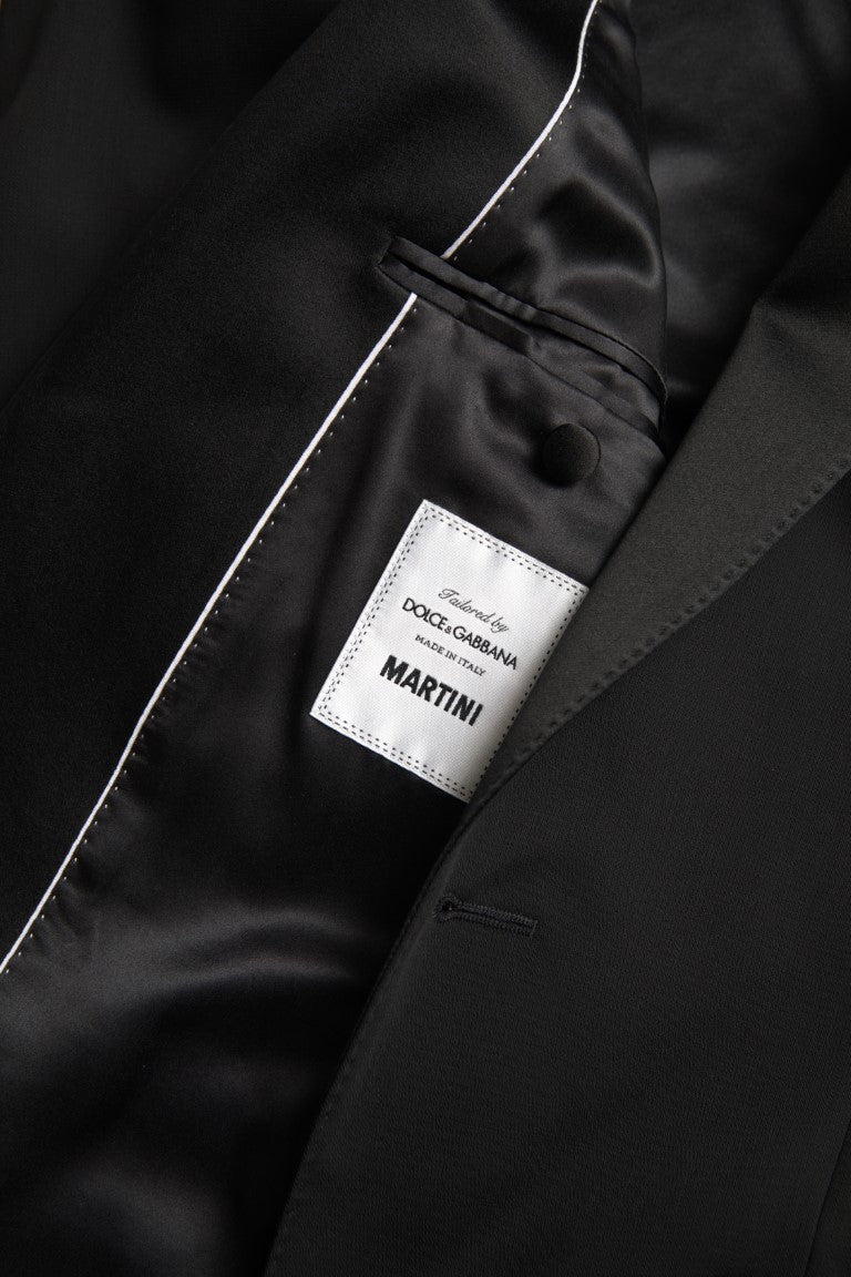 Black Wool Single Breasted MARTINI Blazer - ventzia