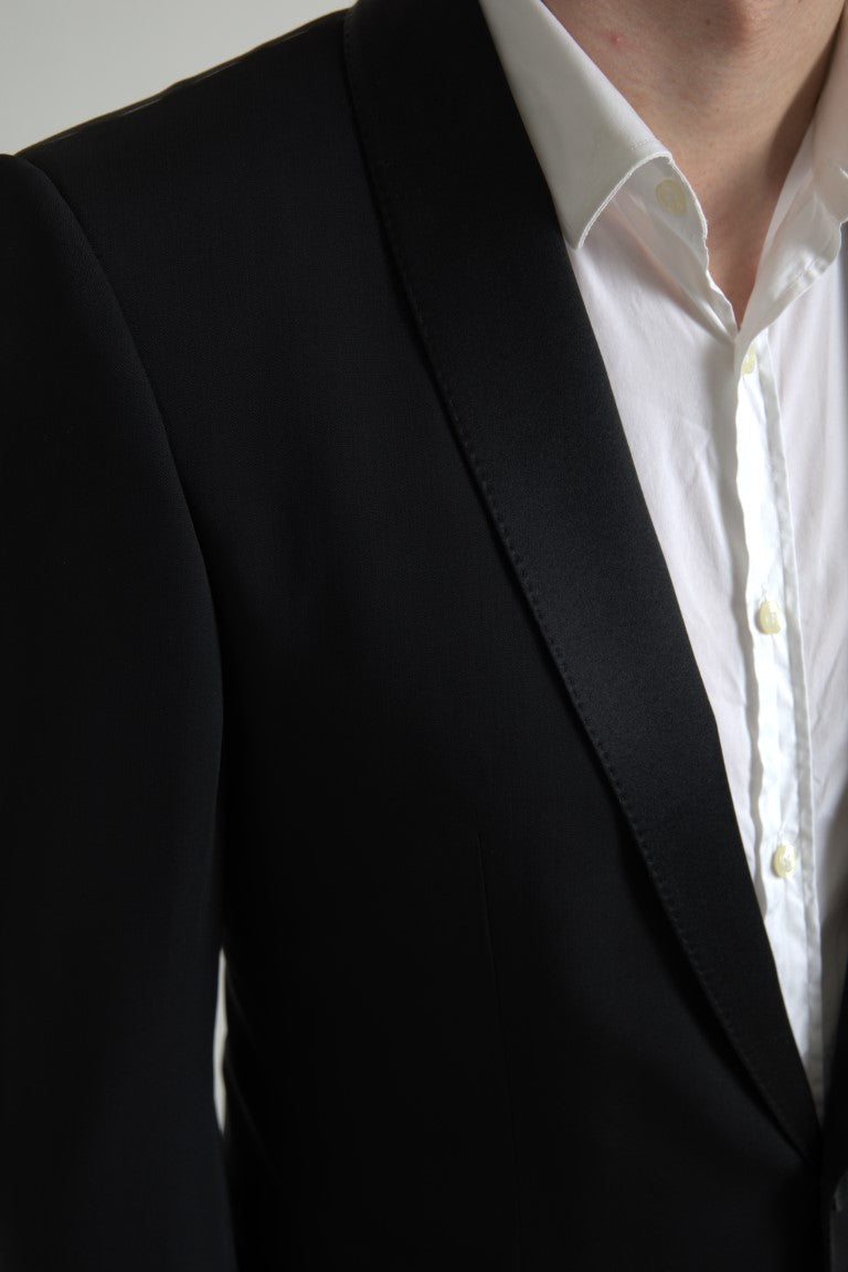Black Wool Single Breasted MARTINI Blazer - ventzia