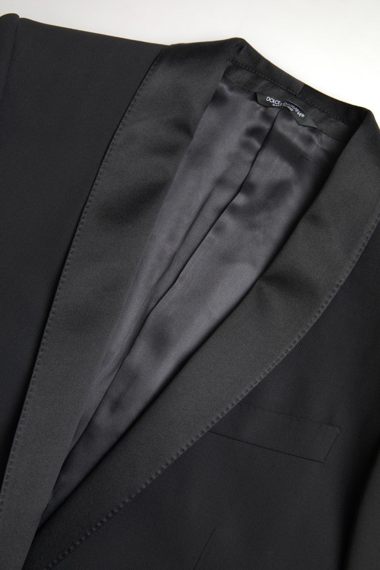 Black Wool Single Breasted MARTINI Blazer - ventzia