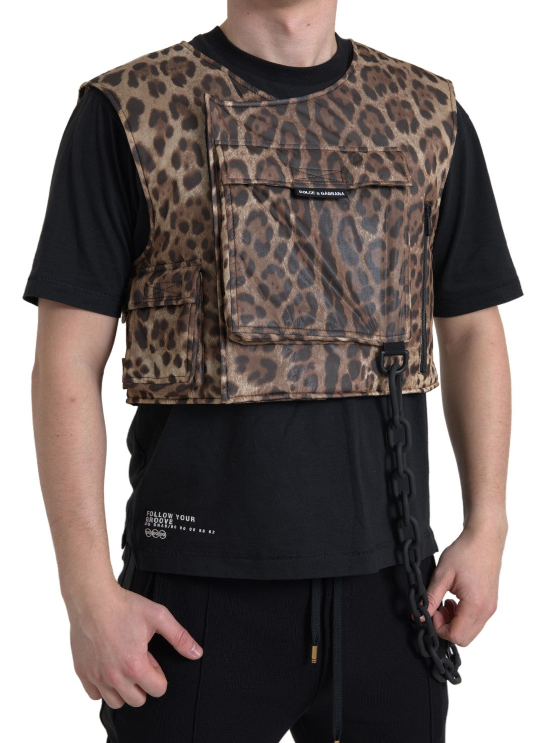 Brown Leopard Silk Sleeveless Sportswear - ventzia