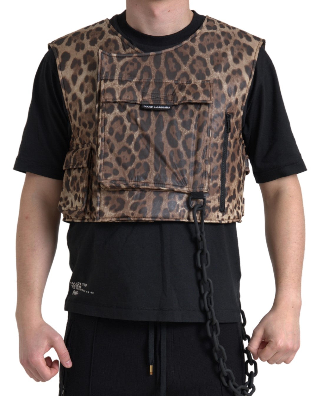 Brown Leopard Silk Sleeveless Sportswear - ventzia