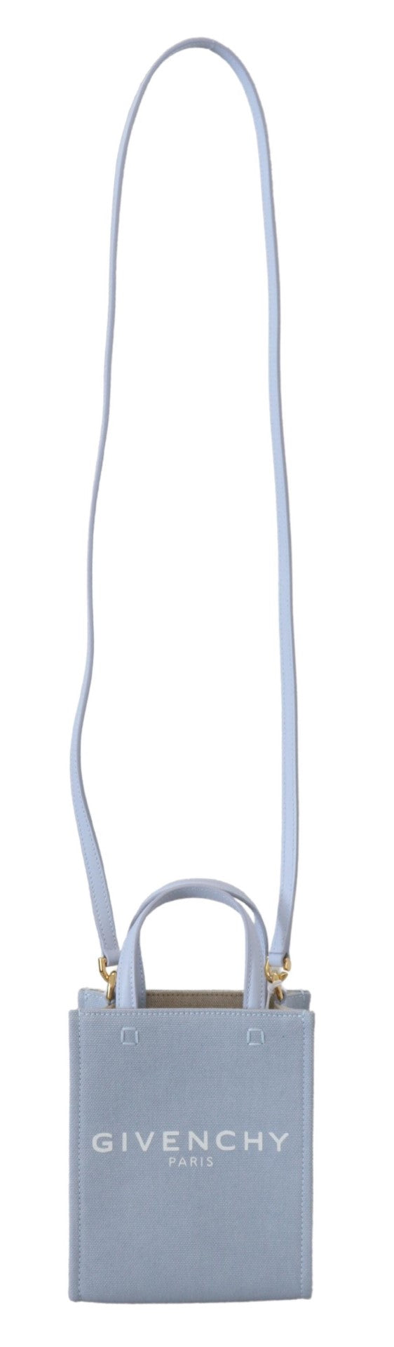 Blue Coated Canvas Vertical Cloud Mini Shoulder Bag - ventzia