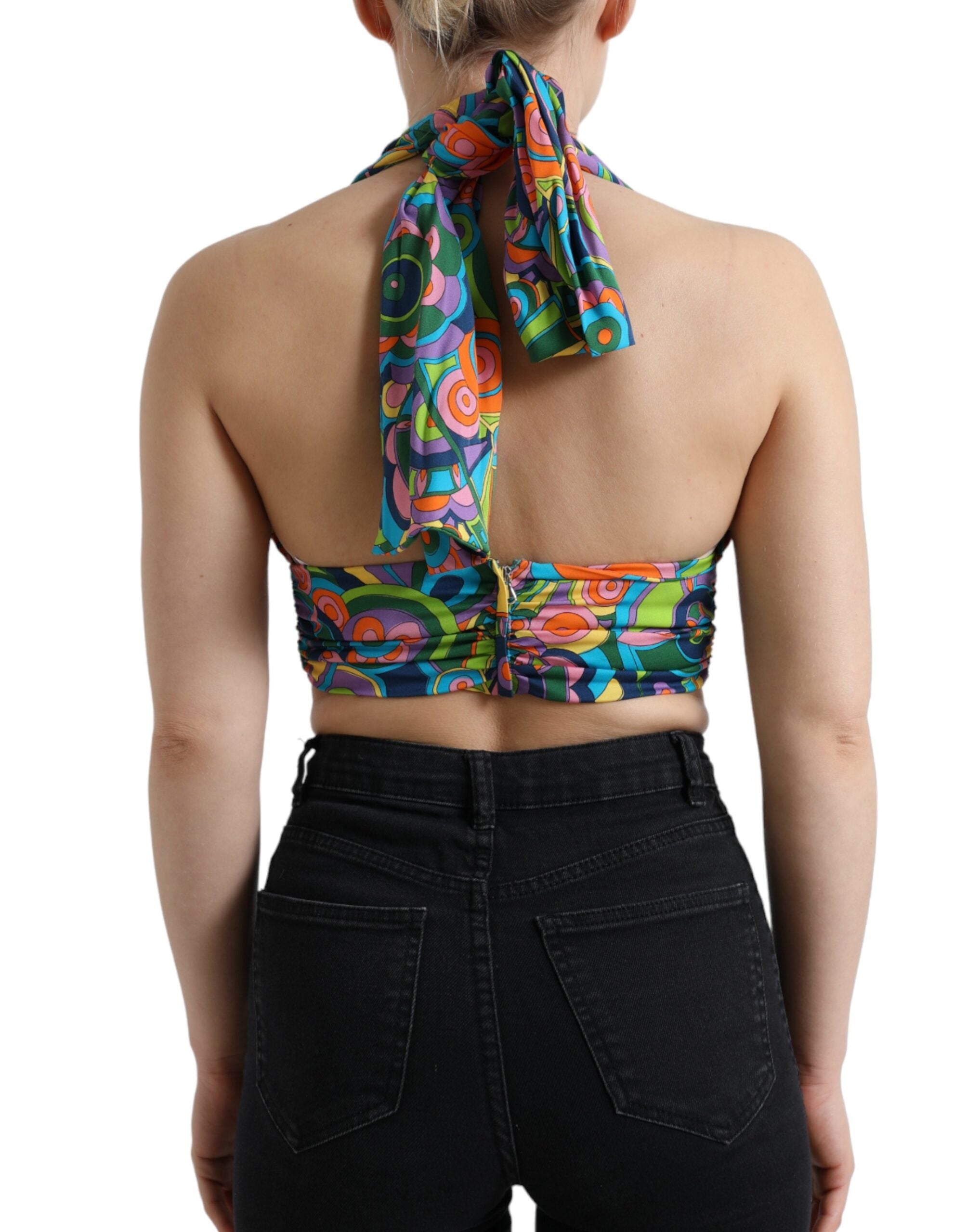 Multicolor Halter Sleeveless Cropped Tank Top - ventzia