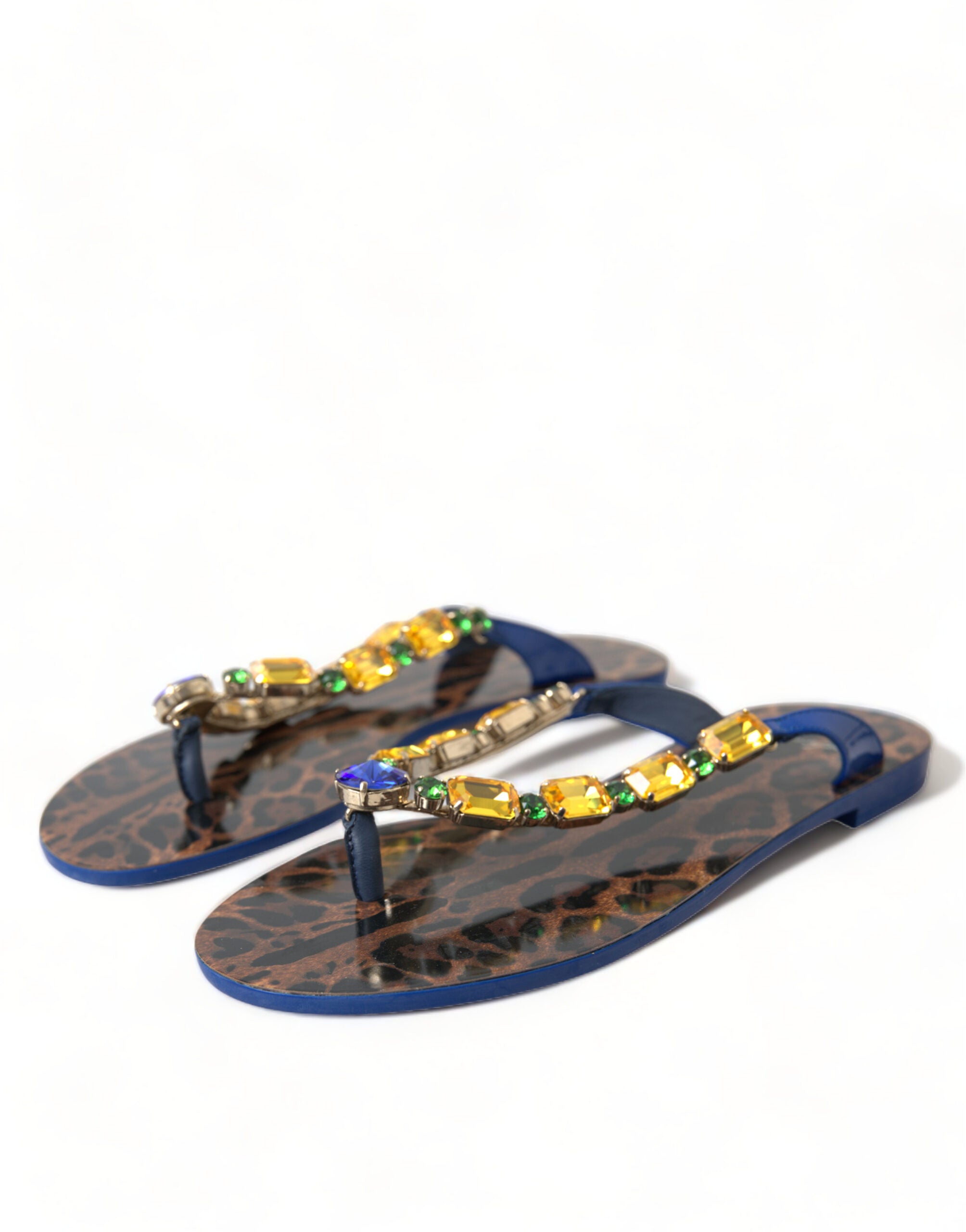 Blue Crystals Flats Sandals Beachwear Shoes - ventzia
