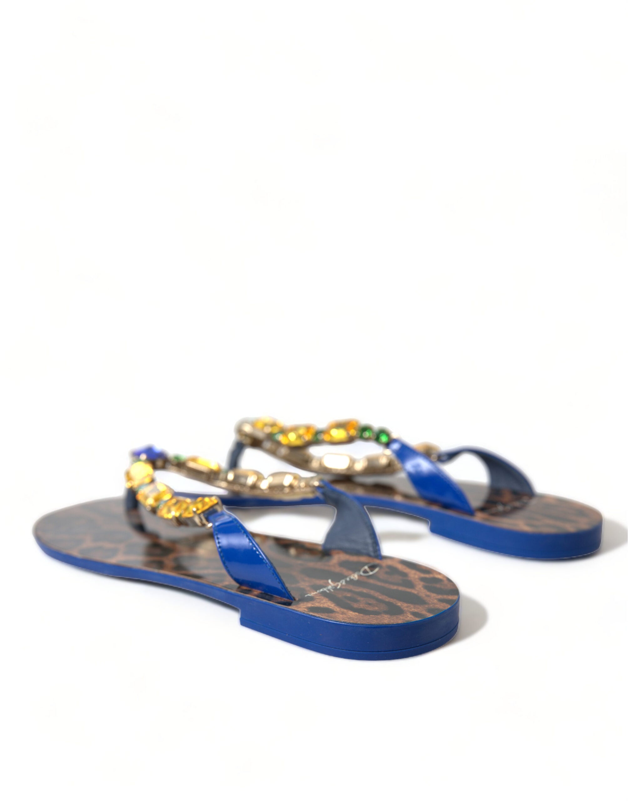 Blue Crystals Flats Sandals Beachwear Shoes - ventzia