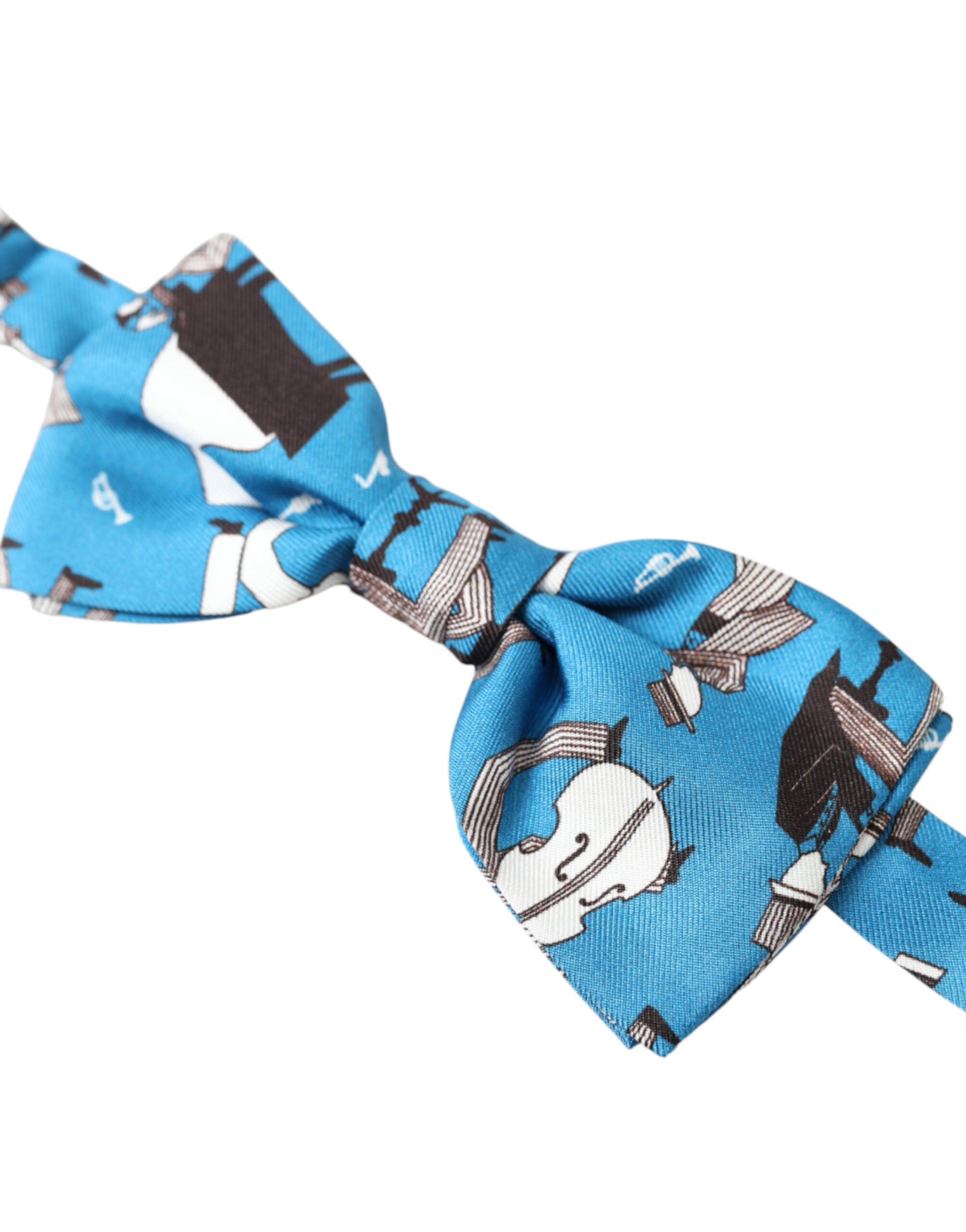 Blue Jazz Club Silk Adjustable Neck Papillon Bow Tie - ventzia