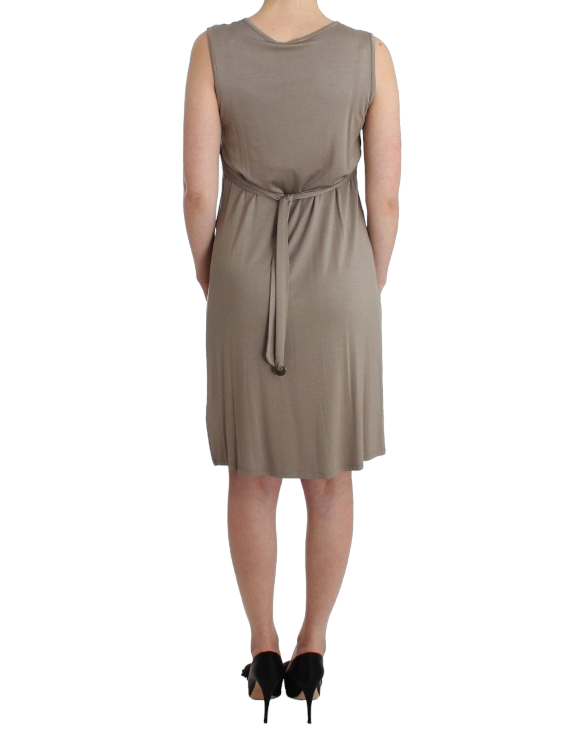 Khaki studded sheath dress - ventzia