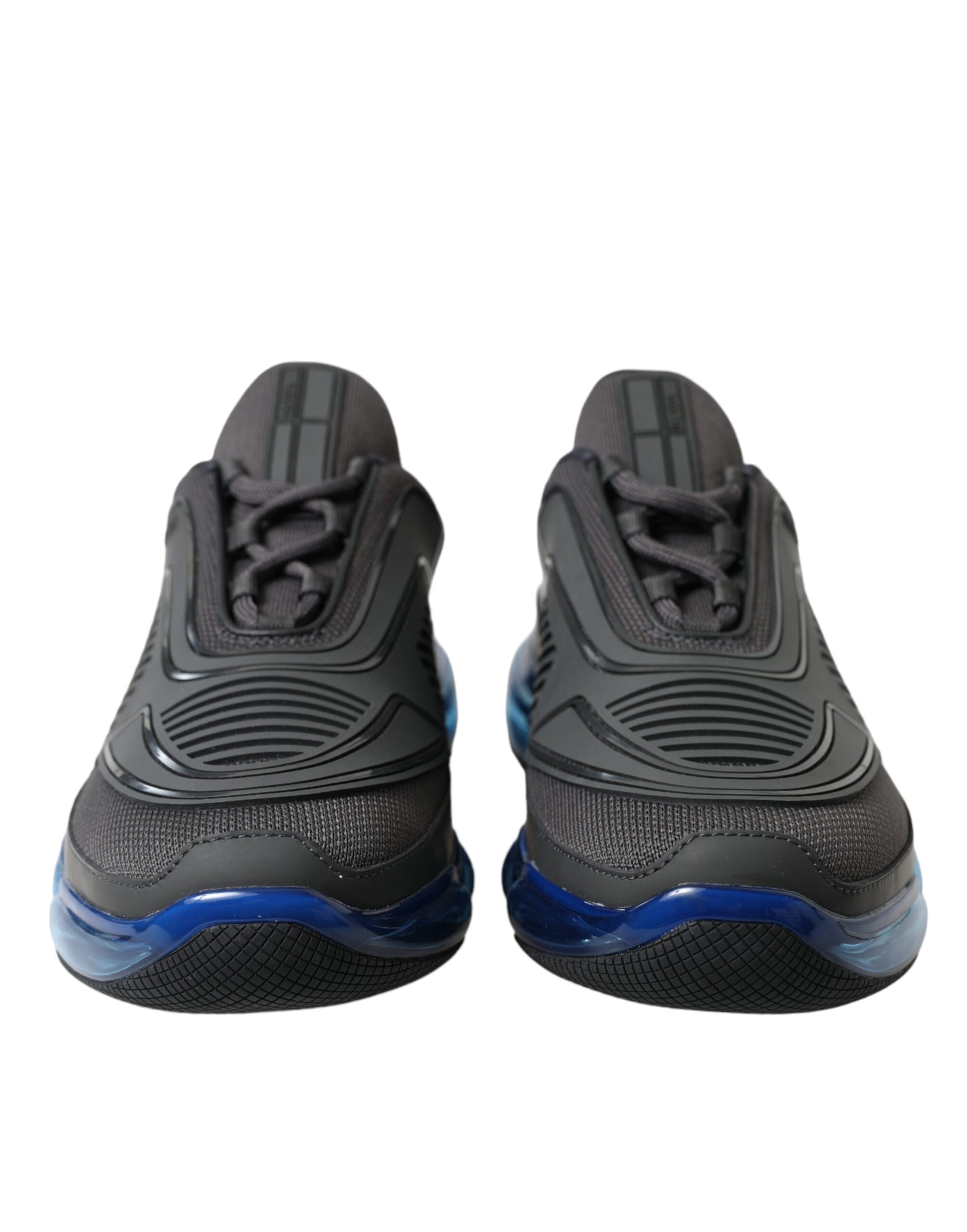 Black Blue Rubber Knit Slip On Low Top Sneakers Shoes - ventzia