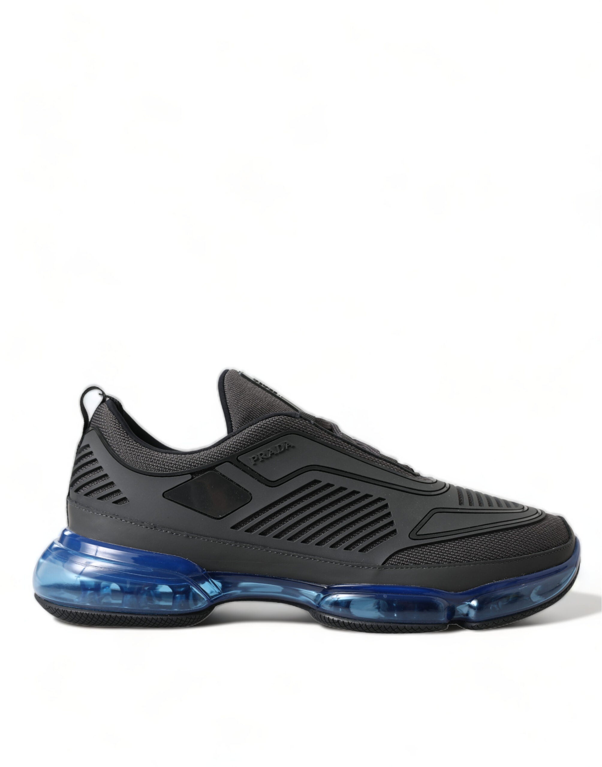Black Blue Rubber Knit Slip On Low Top Sneakers Shoes - ventzia